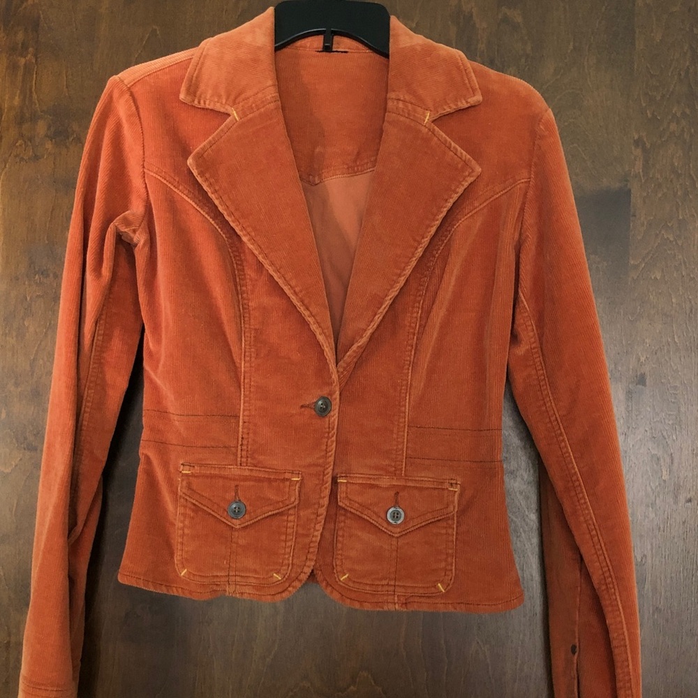 Women's Corduroy Tailored Blazer - Rust Orange